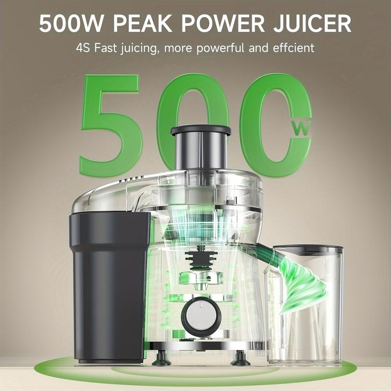500W Powerful Centrifugal Juicer Machine - Wide Mouth Feed Chute For Easy Fruit And Vegetable Extraction, Easy Cleaning, Stainless Steel, BPA-Free, Dishwasher Safe, Space-Saving Design, Perfect For Healthy Living And Delicious Juice Recipes