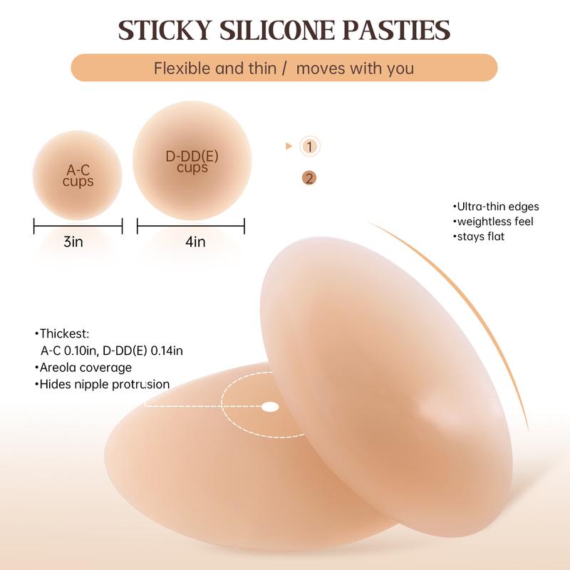 OEAK Nipple Covers for Women Reusable Adhesive Pasties Invisible Seamless Soft Water Resistance Self-Adhesive Chest Stickers