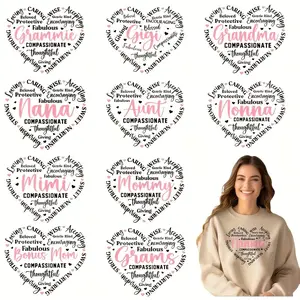 12-Piece Heart-Shaped DIY Handmade Crafts DTF Transfer Stickers, Washable Heat-Transfer Design, Iron-Free Adhesive for T-Shirts, Masks, Jeans, Backpacks