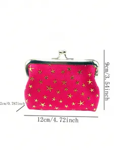 Star Shaped Sequined Leather Coin Purse – Minimalist Coin Purse for Women | Ramadan Gift, Eid Gift, Eid Gift Recommendation | Compact Geometric Pattern Card Holder, Lightweight Travel Wallet, Handbag | The Perfect Choice for Eid Red Envelopes