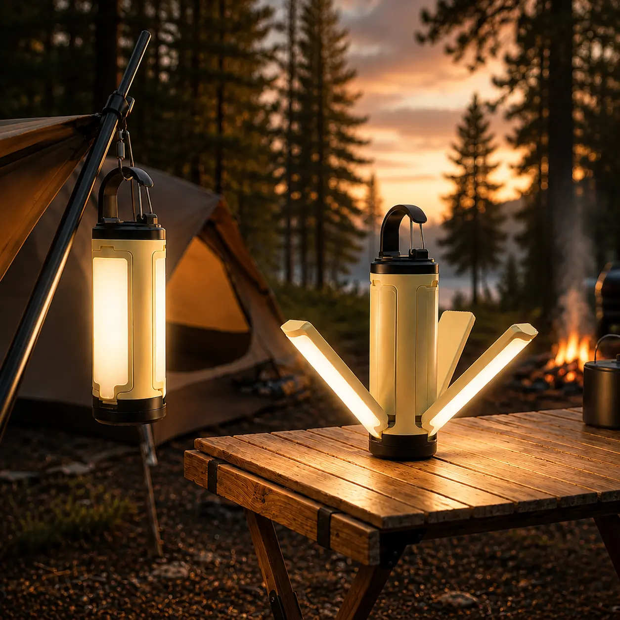 3-Panel LED Rechargeable Camping LIght Work Light- Rechargeable Foldable Outdoor Light, 360° Lighting Portable Work Light, Handheld Flashlight, Cool Gadgets, Camping Accessories, Father's Birthday Gift, Emergency Use, Outdoor Accessories, GiftForHim