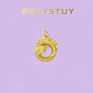 《《YNK17》Coiled Dragon Ouroboros Pendant | 22mm Diameter Statement Charm