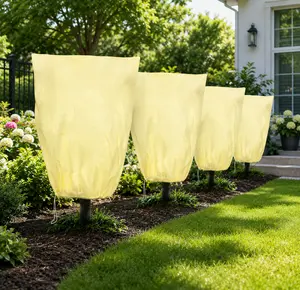 4 Pack Plant Covers Freeze Protection, Round Frost Blankets with Zipper and Drawstring, 32 x 48 Inch Winter Plant Covers for Outdoor Trees Shrubs and Potted Plants