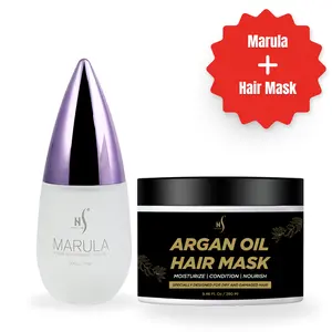 HerStyler Argan Oil Hair Mask & Marula Oil Hair Serum Set - Ultimate Frizz Control, Deep Conditioning, and Shine Boost for Dry, Damaged Hair