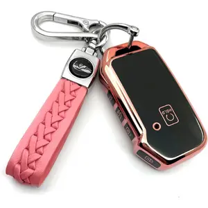Suitable for Kia key cover. Beautiful TPU Key Case Compatible with Seltos Soul Telluride Sorento NIRO K5 Cerato Sportage Forte Ceed 4/5 Buttons Smart Remote Key (Pink Combination)