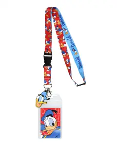 Disney Classic Donald Duck Reversible Lanyard with Clear ID Badge Holder and 2" Donald Rubber Charm