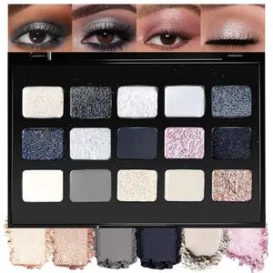 15 Color Satin Eyeshadow Palette, Matte & Shimmer Textures, Shades, High Pigmentation, Long-Lasting