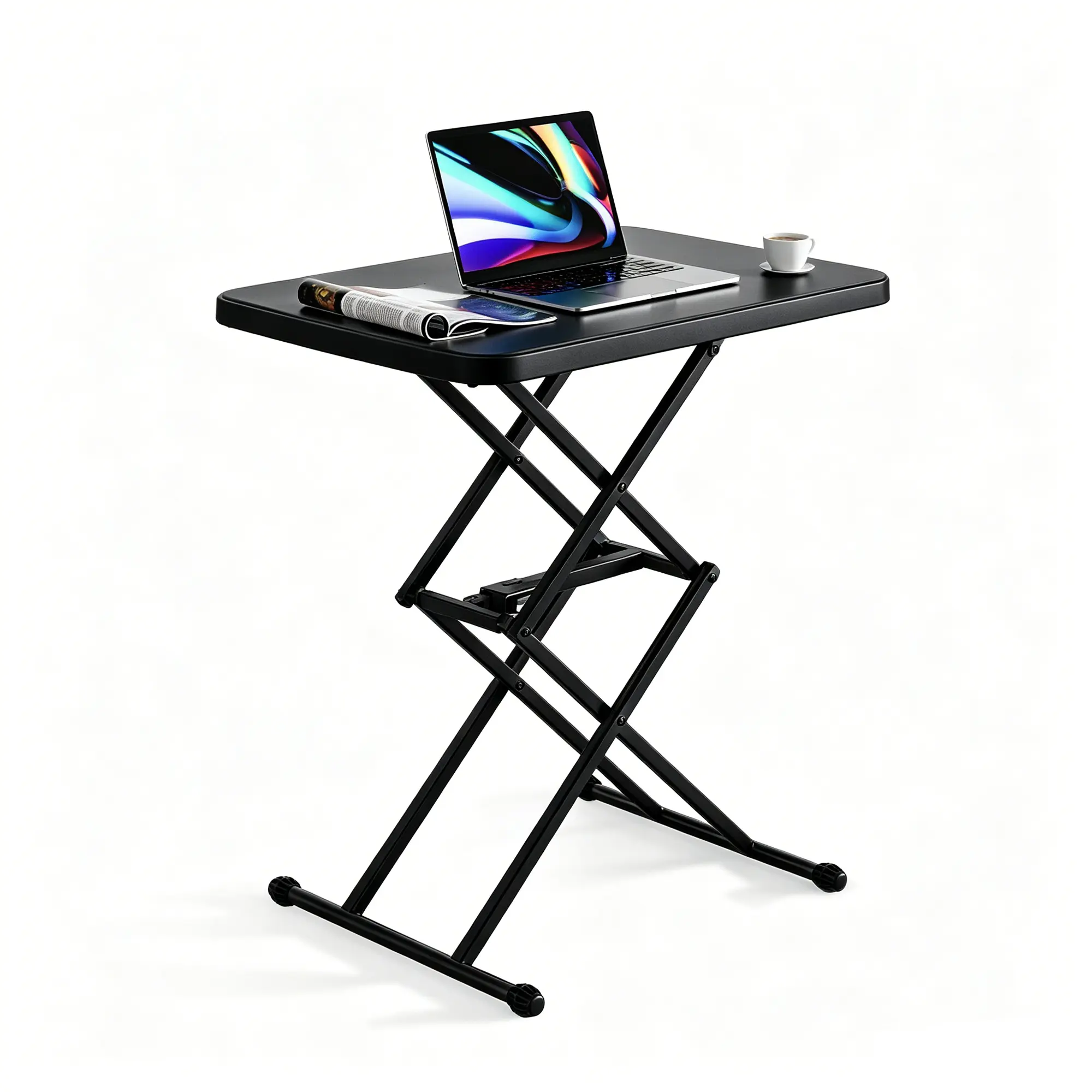 Small 13"-27" Adjustable Height Folding Table, Ultra-Thin 3" Foldable Design Laptop Desk, Multi-Purpose TV Tray & Camping Side Table, Perfect for Home Office, Outdoor Picnic, Easy Storage