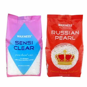 Waxness DOUBLE SIZE - RUSSIAN PEARL (Creamy) and SENSI CLEAR (Gel) Rosin-Free Stripless Hard Wax Beads for Sensitive Skin, Brazilian & Full Body Hair Removal 4.4 lb / 2 kg Each, Pack of 2, Made in Italy