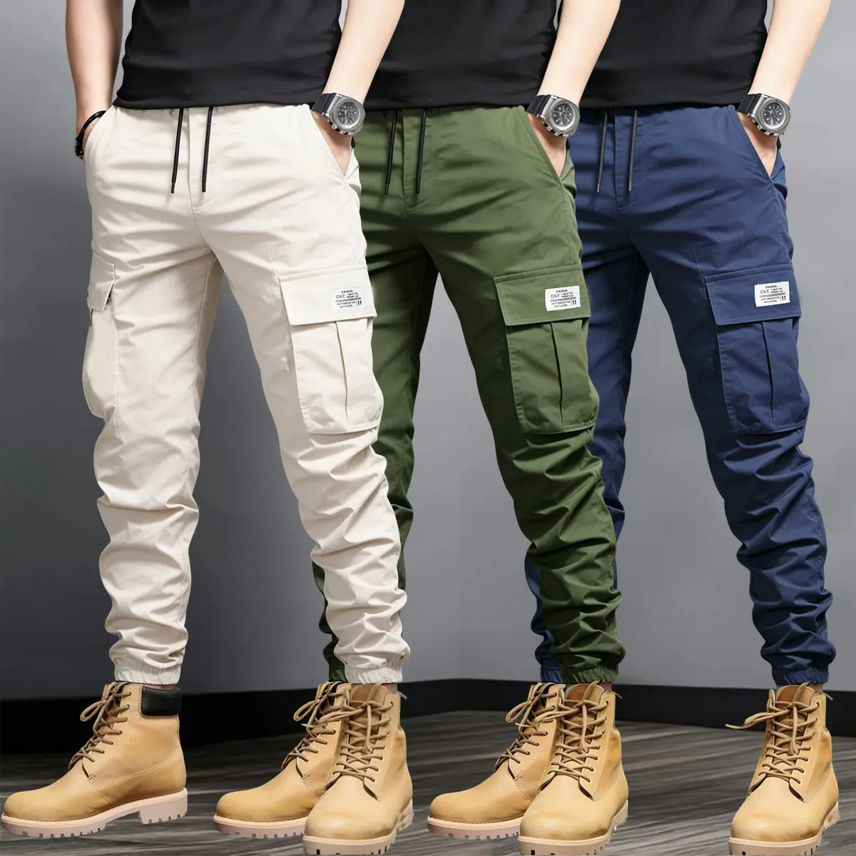 Khaki + Army Green + Dark Blue