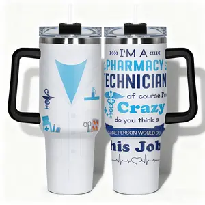 1pc Tumbler Stainless Steel Water Bottle Pharmacy Technician Design Designs, Leakproof Large Capacity (40oz/30oz/22oz/20oz/14oz), Needed for Gym, Hiking, Travel Ideal Birthday Christmas Gift