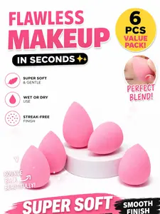 Makeup Sponge Blender Set 6 PCS – Super Soft Beauty Blending Sponge for Flawless Foundation, Smooth & Streak-Free Finish