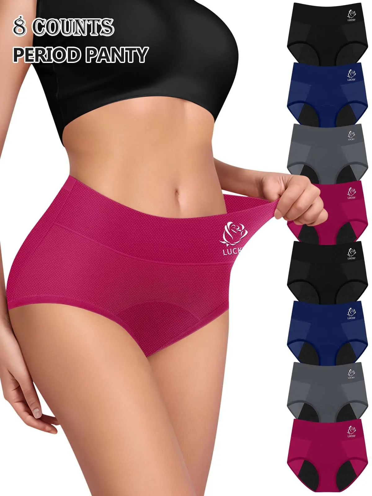 8pcs High-Waisted Leak-Proof Period Panties,Breathable Mesh Design for Summer Comfort,Lightweight Soft Underwear for Women,Monthly Protection & Daily Wear Womenswear,mothersdaygift.