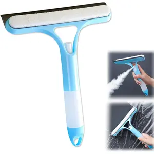 3 in 1 Window Cleaning Scraper, Squeegee Tool for Shower Glass, Spray WindowSqueegee Cleaner Tool with SprayBottle, for Car, Home Window