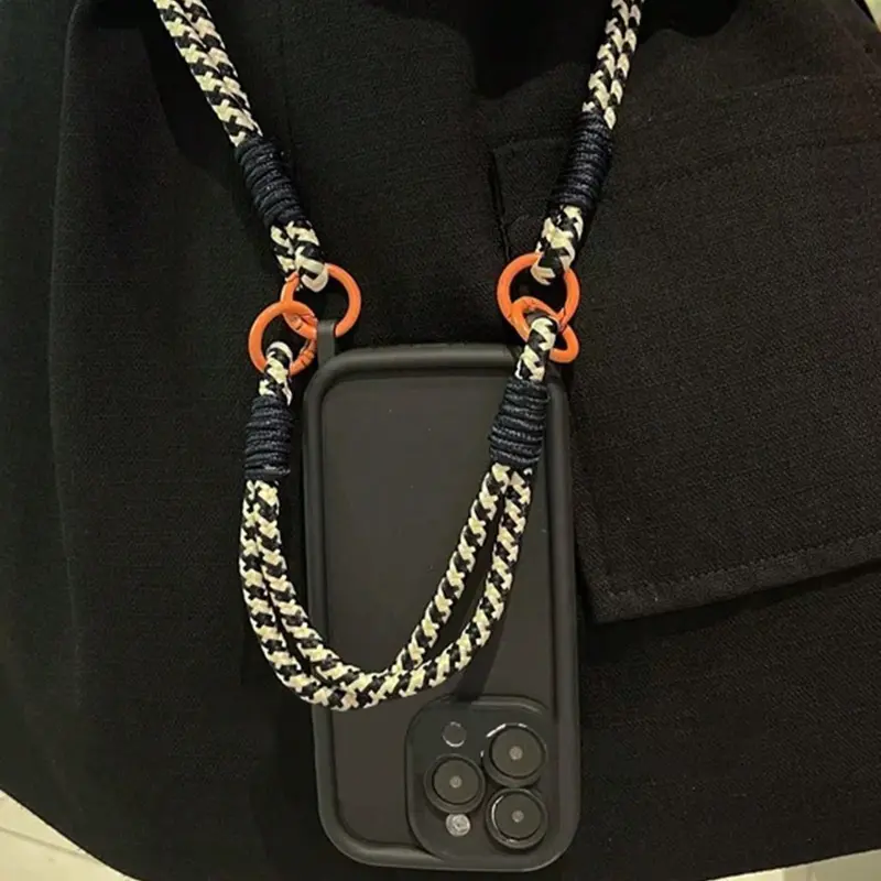 Minimalist Colorblock Adjustable Phone Lanyard, Handmade Braided Phone Strap, Phone Charm, Phone Chain for Women & Men, Fashion Phone Accessories for Daily Use, Cell Phone Charm