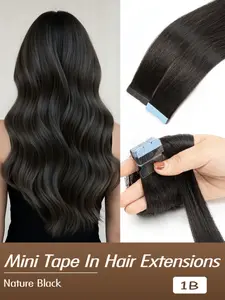 10Pcs Mini Tape In Hair Extensions are made of real human hair with multiple color options, Human Hair Wavy, invisible, seamless and easy to wear, no harm to hair, perfect for daily style, parties, concerts