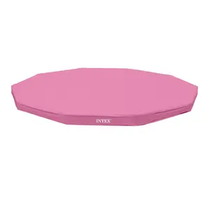 INTEX 10 Foot Round Metal Frame Outdoor Backyard Swimming Pool Cover, Pink