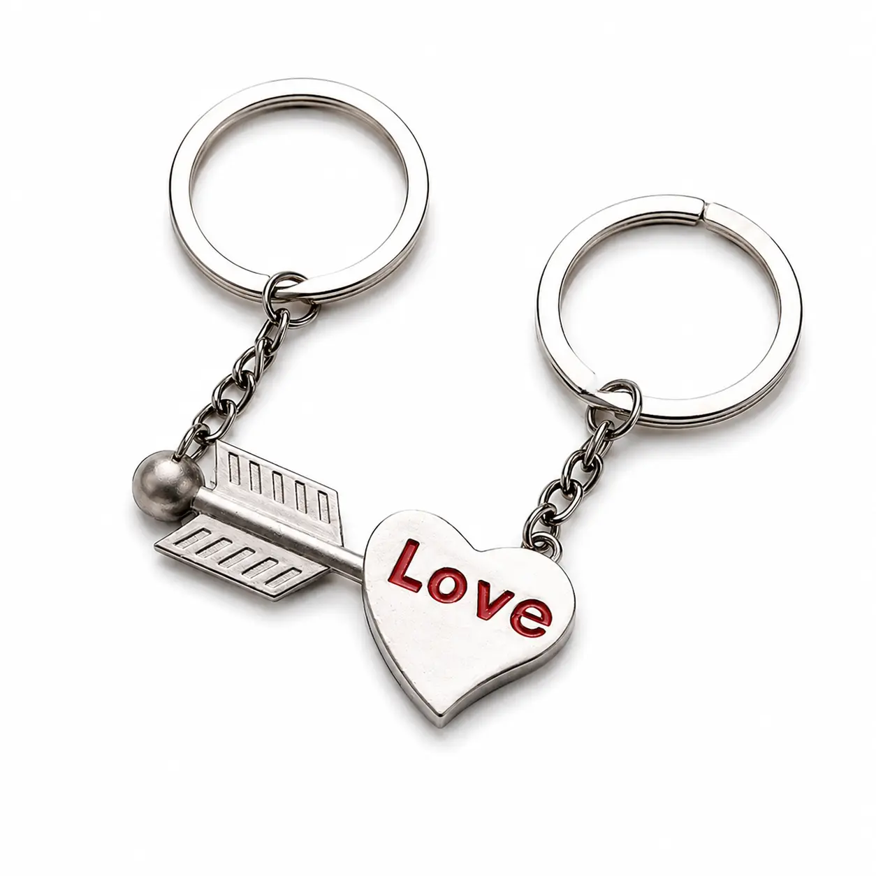 Love Arrow Heart Couple Keychain –2pcs Unisex Key Holder Keyring Birthday Christmas Wedding Valentine's Day Gift for Men and Women
