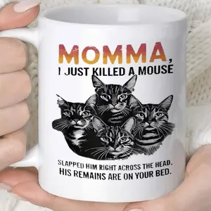 Charming Cat Themed Mug Featuring Kitten Design Perfect for Coffee Tea Enthusiasts Dishwasher Safe 11Oz