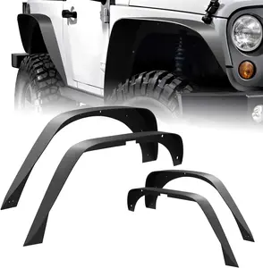 Nilight Off-Road Fender Flares Kit Compatible with 2007-2018 Wrangler JK (2/4 Doors) Heavy-Duty Solid Steel Black Textured Fenders for Unlimited JK Front & Rear Flat-4pcs(JK-63D)