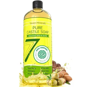 Seven Minerals Pure Castile Soap – Gentle & Sensitive Skin Care! Palm Oil & GMO-Free Cleanser for Skin, Comfort Cleansing & Nourishing Body Wash