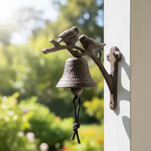 Bird Doorbell, Cast Iron Rustic Garden Porch Bell and Chime