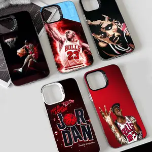 1pc Basketball M-Michaell-J-Jordan Fashion Phone Case IMD color silver shell For iPhone17 16 15 14 13 12 11 Pro Max Plus