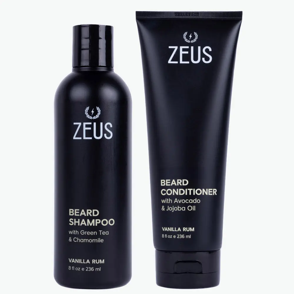 ZEUS Beard Wash Set for Men, Beard Shampoo & Conditioner, 8 fl oz