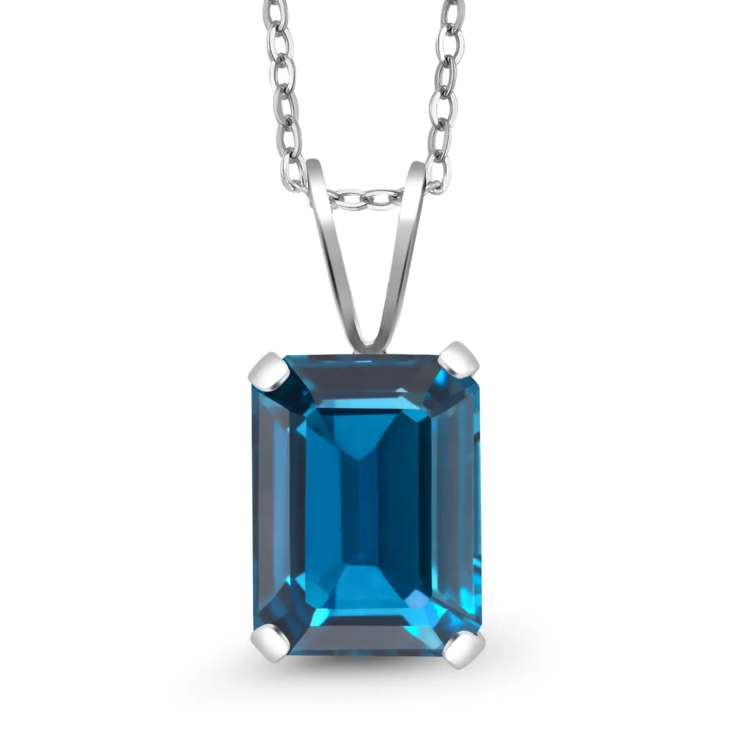 Emerald Cut Pendant Necklace For Women | 925 Sterling Silver | Emerald Cut 9X7MM | Gemstone Birthstone | Fine Jewelry for Her Mom Wife | With 18 Inch Silver Chain