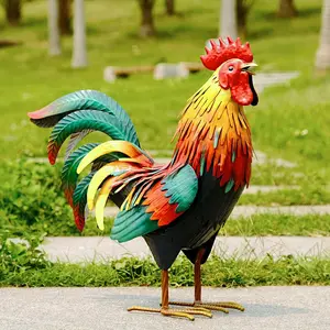 Metal Rooster Garden Statue Outdoor Decor Yard Art Chicken Decoration for Home Patio Lawn Backyard Farmhouse Kitchen