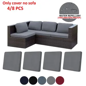 4pcs/8pcs Sofa Cushion Covers, Cornflower Fabric, Waterproof, Elastic Couch Set, Kids & Pets Furniture Protector, Seat Pad Guards