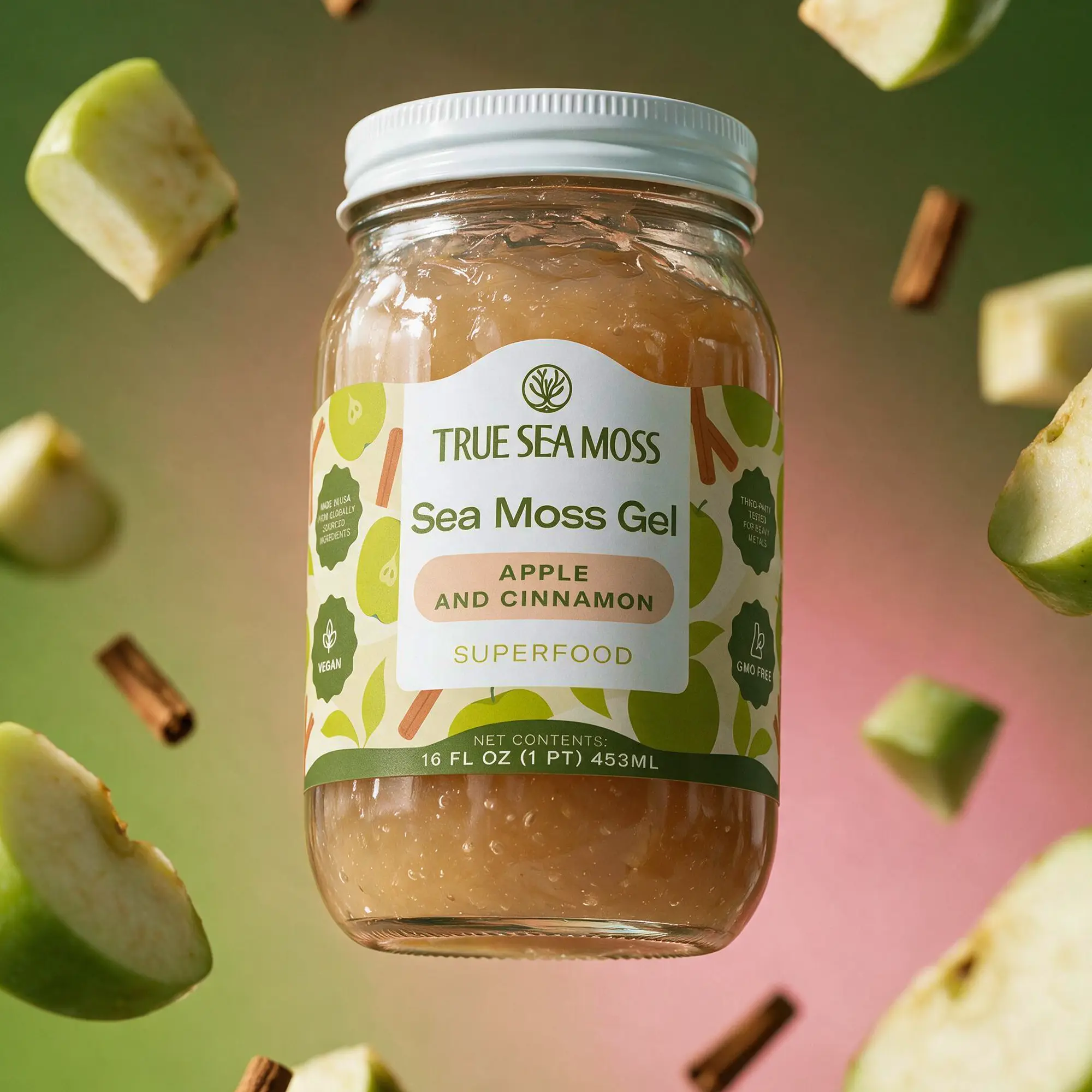 TrueSeaMoss Apple/Cinnamon Irish Sea Moss Gel – Rich in Minerals & Vitamins – supports immune, improves digestion, boost energy, skin & hair health
