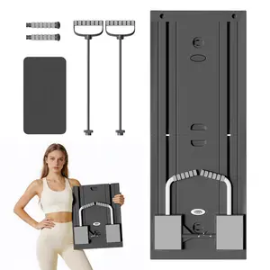 5 in 1 Pilates Sliding Board - Pilates Reformer Set, Multi-Purpose Foldable Pilates Reformer Board for Home, Multi-functional Ab Exercise Board,FoldableHome Pilates Reformer with Knee Mat ,300LBS Weight Capacity with Timer.