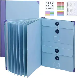 Accordion File Organizer Manila Pocket Document Folder for  Certificates, Passports, Photos, and Letters(Bule), Office & Home Storage