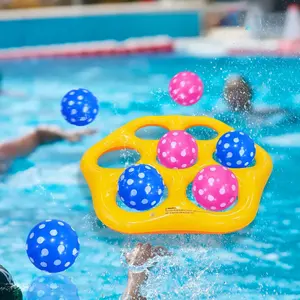 Hexagonal Shape Inflatable Beach Pool Toy Throwing Game Play Set, Includes One Hexagon + 7 Colorful Balls, Water Toys for Pool, Beach, Outdoor Games & Parties, Fun Interaction, Water Activities
