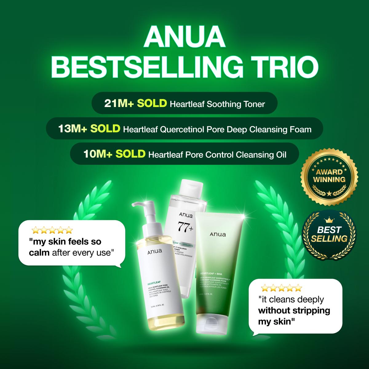 [Anua] Anua Essential Trio (Oil Cleanser + Deep Cleansing Foam + Calming Toner)｜Gentle Korean Skincare, Facial cleanser