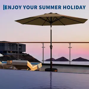 10FT Patio Umbrella Outdoor Table Umbrella with Smooth Crank Lift Push Button Tilt and 8 Sturdy Ribs Market Umbrella UV Protection Waterproof for Pool Deck Yard Garden, Market-Style, Smooth Lift, Uv-Resistant