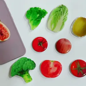 Cute Food-Themed Phone Grip Holder, Vegan Vegetables Design, MagSafe Compatible Magnetic Phone Grip Stand, Universal Fit Anti-Slip Holder for iPhone Android