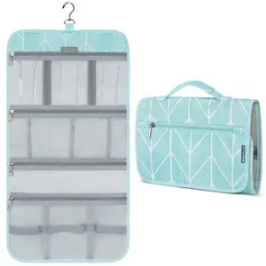 PAVILIA Hanging Toiletry Bag Men Women, Travel Kit Foldable Large Toiletries Organizer, Roll up Cosmetics Makeup Bag Accessories, Waterproof Essentials Dopp Case