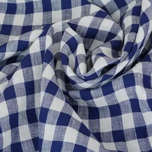 Plaid Linen Fabric by Yard, 55 Inches Wide, Ideal for Fashion Clothing, Patchwork, Sewing, Crafts, Textile Material
