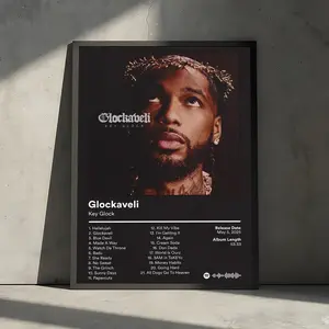 Rapper K-Key Glock Album Cover Poster HD, Artistic, Waterproof Art Sticker, Custom DIY Self-Adhesive Wall Print, Fade-Resistant, Decorative Poster for Home, Office, Bar, Multiple Sizes, Easy to Apply & Clean