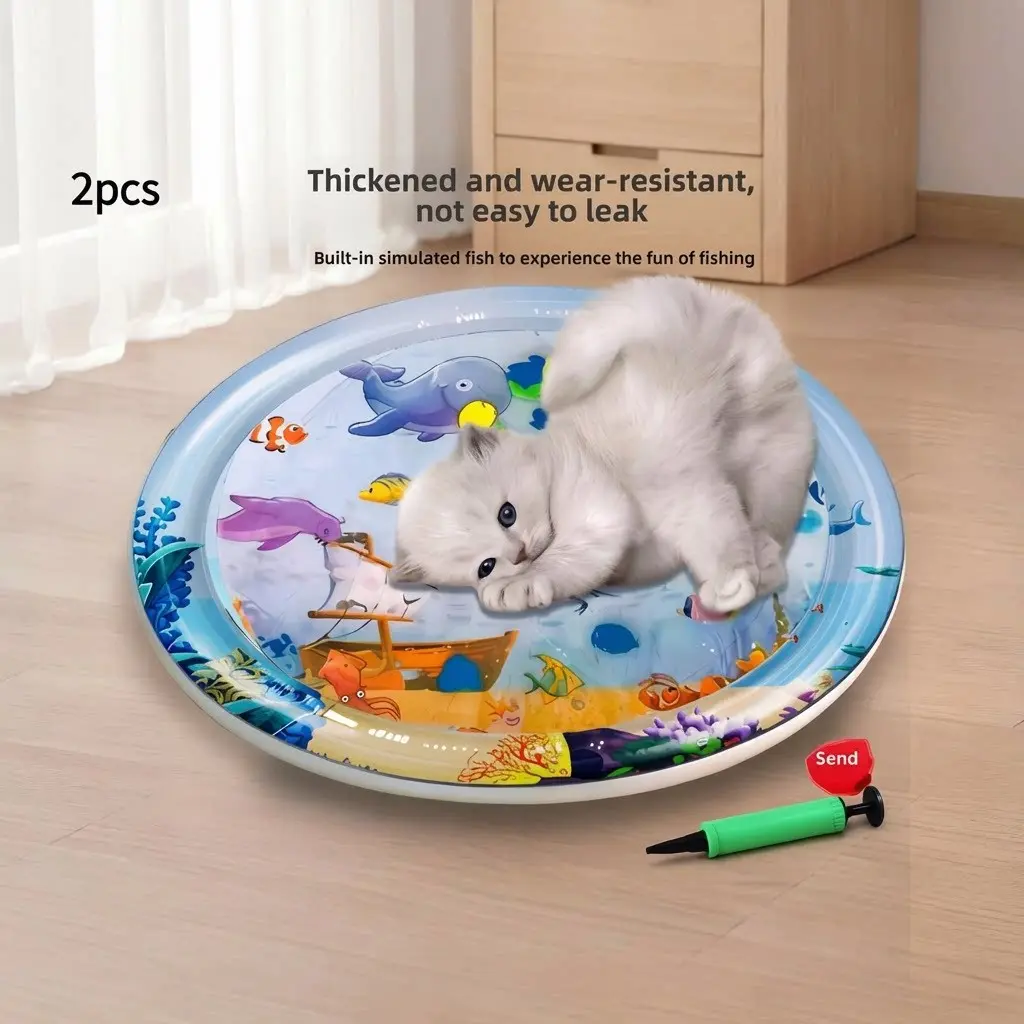 Summer Pet Inflatable Ice Pad Splash Water Bed For Cooling Fillable Water Cat And Dog Cooling Toy Kittens Home
