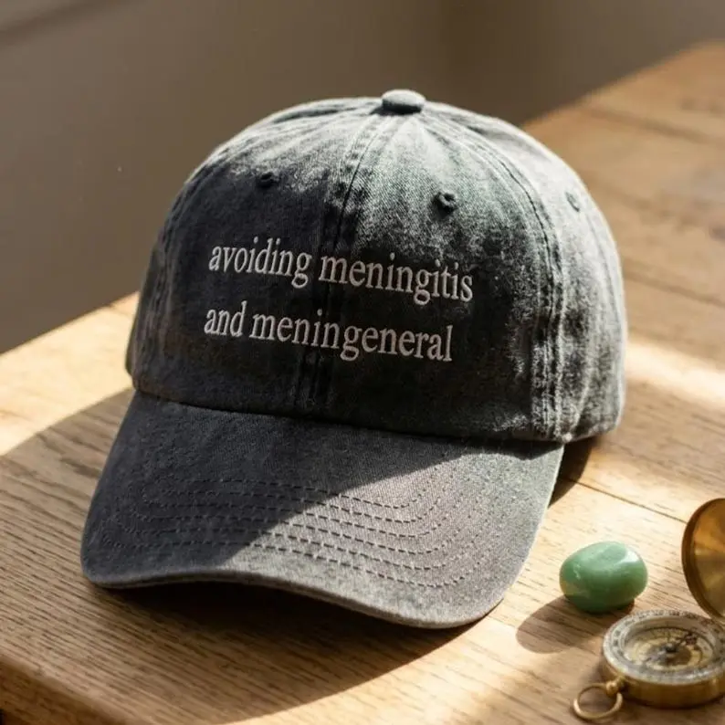 Funny Quote Hat – Avoiding Meningitis Meningeneral Baseball  display picture 2