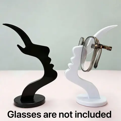 2-Pack Unique Curve Shadow Glasses Holder Display Stand, Durable Plastic Storage Organizer, Non-Slip Desktop Accessory, Practical Minimalist Design for Living Room and Study