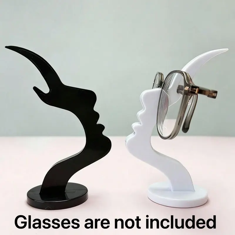 2-Pack Unique Curve Shadow Glasses Holder Display Stand, Durable Plastic Storage Organizer, Non-Slip Desktop Accessory, Practical Minimalist Design for Living Room and Study