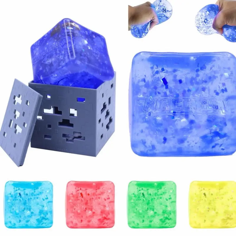 MINECRAFT Jelly Cube Squishy Toy - 5 Collectible Colors - Find The Real Gold Tool jumbo squishies soft squeeze fidget