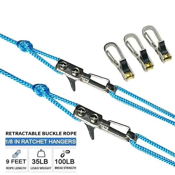 【Mother's Day Gift】Retractable Buckle Paracord Synthetic Rope - Adjustable Hanging Ropes, 2026 New Roller with Accessory Cord, Unisex No-Knot Secure Tie Down, Manufacturer Warranty for Outdoor Camping, Marine Needs, Outdoor Gadgets, Overlanding