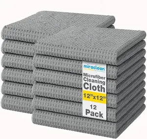 MIRACLEAN 12x12 Microfiber Cloth Wipes – Absorbent Streak Free Cleaning Cloths for Home, Glass, Screens & Dusting