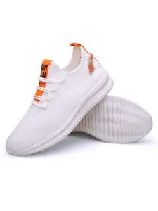 Men's Fashionable Lace Up Low Top Letter Patched Sneakers, Casual Lightweight Breathable Comfortable Sports Running Shoes, Male All-match Round Toe Shoes for Daily Wear