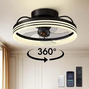 Ceiling fan with light, 360-degree rotation°   Rotating Ceiling Fan with Light and Remote Control, 6-Speed Smart Slim Ceiling Fan Suitable for Bedrooms, Children's Rooms, and Living Rooms 20inch